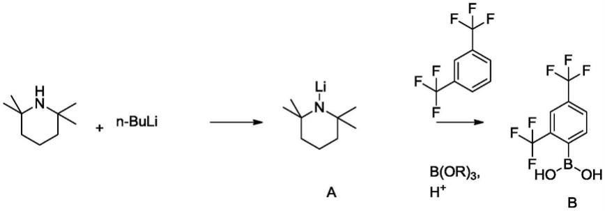一种合成2,4-二三氟甲基苯硼酸的方法与流程