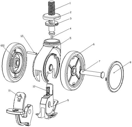 一种钢球结构转盘的带刹车脚轮的制作方法