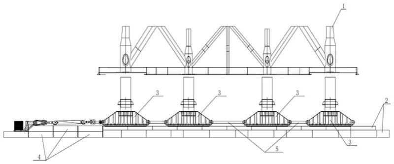 一种组块下装船滑靴拖拉就位装置的制作方法