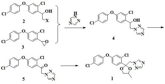 一种三步法合成苯醚甲环唑的制备方法