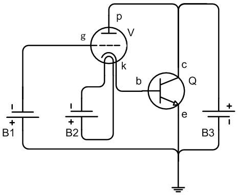 电子三极管与NPN晶体管复合放大电路的制作方法