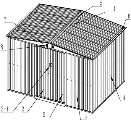 一种庭院室外存放杂物的尖顶形组合式储物铁皮小房间的制作方法