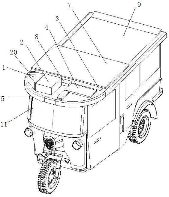 一种封闭式电动三轮车玻璃除雾装置及封闭式电动三轮车的制作方法