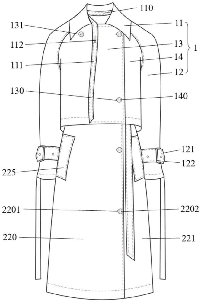 一款一衣多穿三合一风衣的制作方法