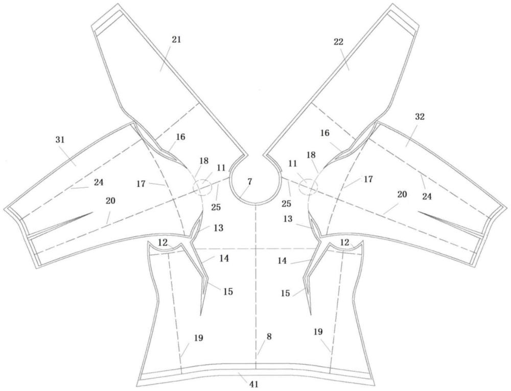 一片式服装大身版型结构及其衣服的制作方法