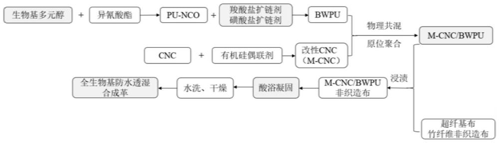 一种生物基防水透湿合成革的制备方法