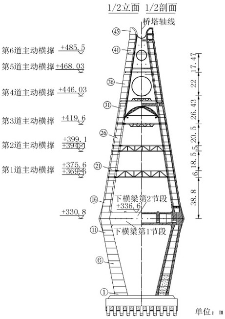 空间钻石型斜拉桥中上塔柱与横梁及连接板异步施工方法与流程