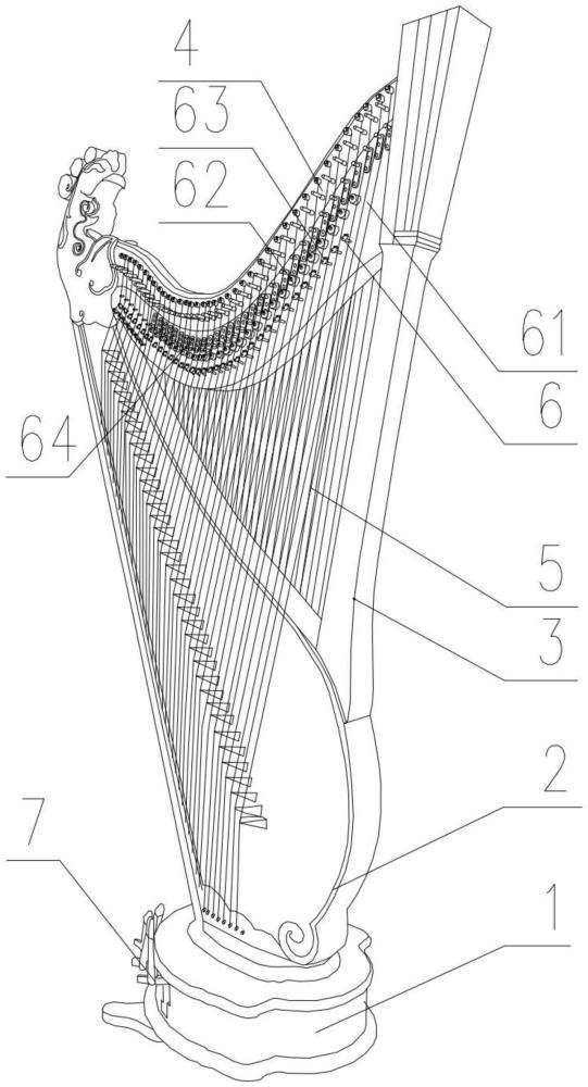 一种38弦全转调踏板箜篌的制作方法