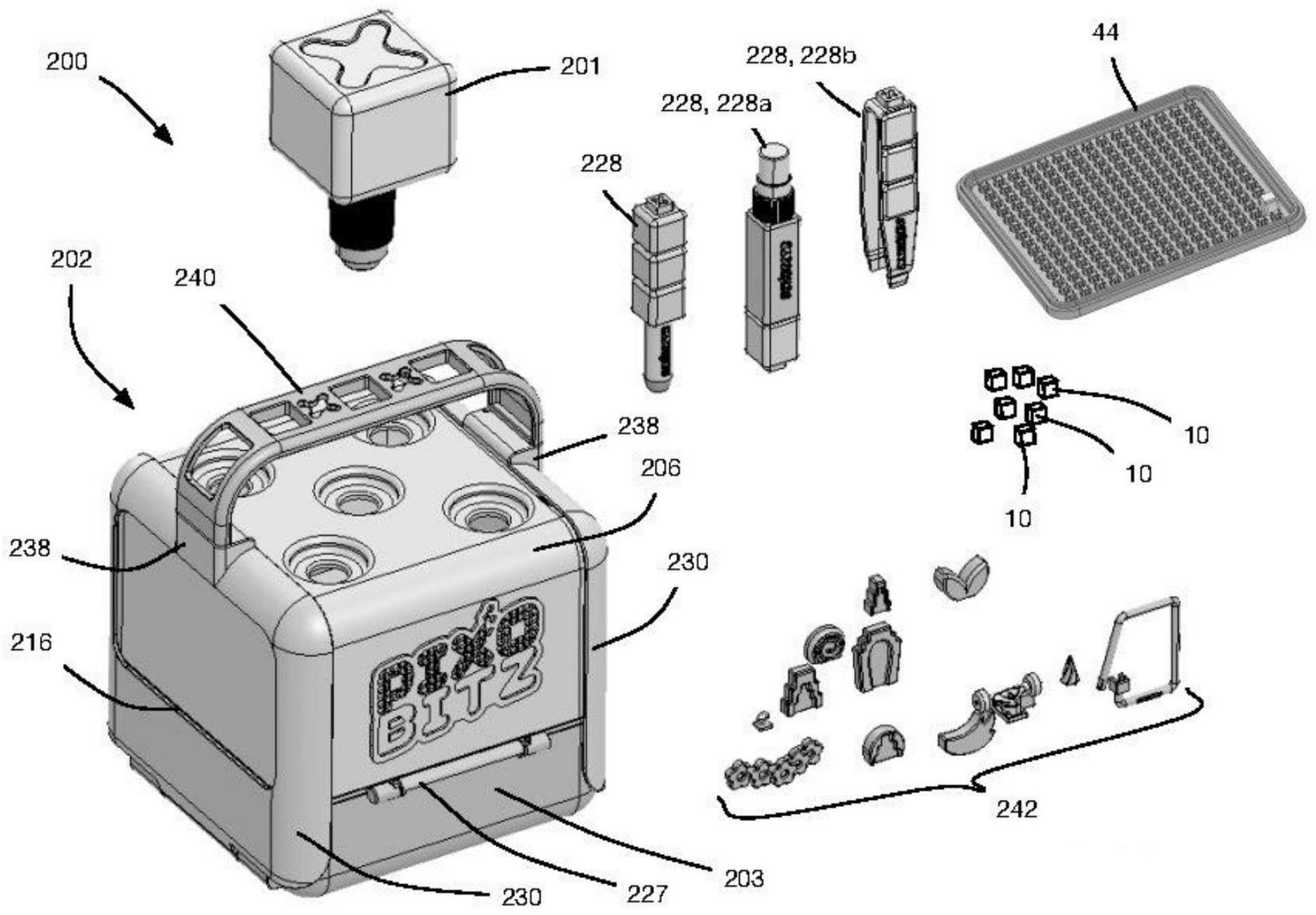 用于使用多个块建造手工艺品的套件及用于此的存储容器的制作方法