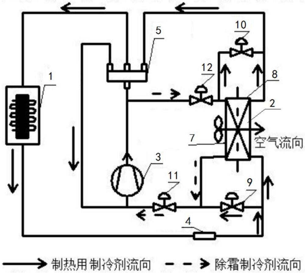 一种具有双层室外机的改进热气旁通除霜的空气源热泵