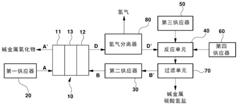 用于生产碱金属碳酸氢盐的氢气产生和二氧化碳储存系统的制作方法