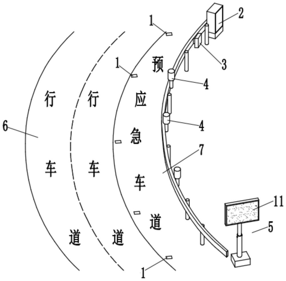 一种高速公路视距不良路段应急车道的预警系统的制作方法