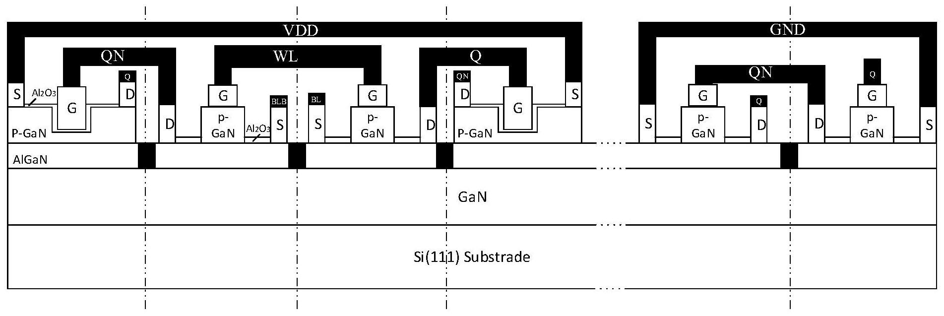 一种基于增强型N沟道与增强型P沟道GaN基晶体管的SRAM存储单元电路结构