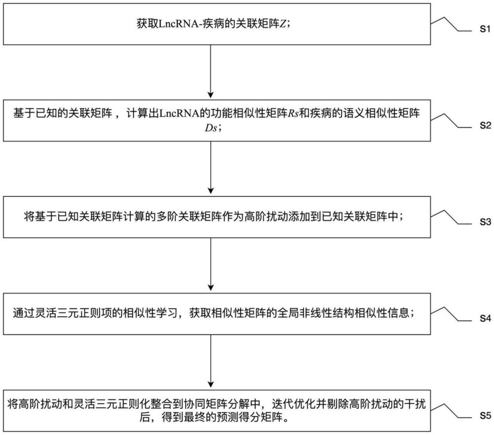 一种基于高阶扰动和灵活三元正则化的协同矩阵分解的LncRNA-疾病关联预测方法