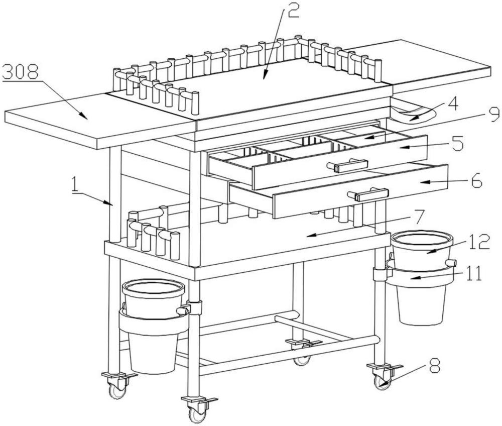 一种可扩展操作台面的治疗推车