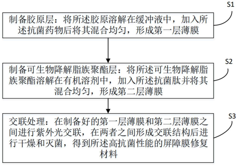 一种高抗菌性能的屏障膜修复材料及其制备方法