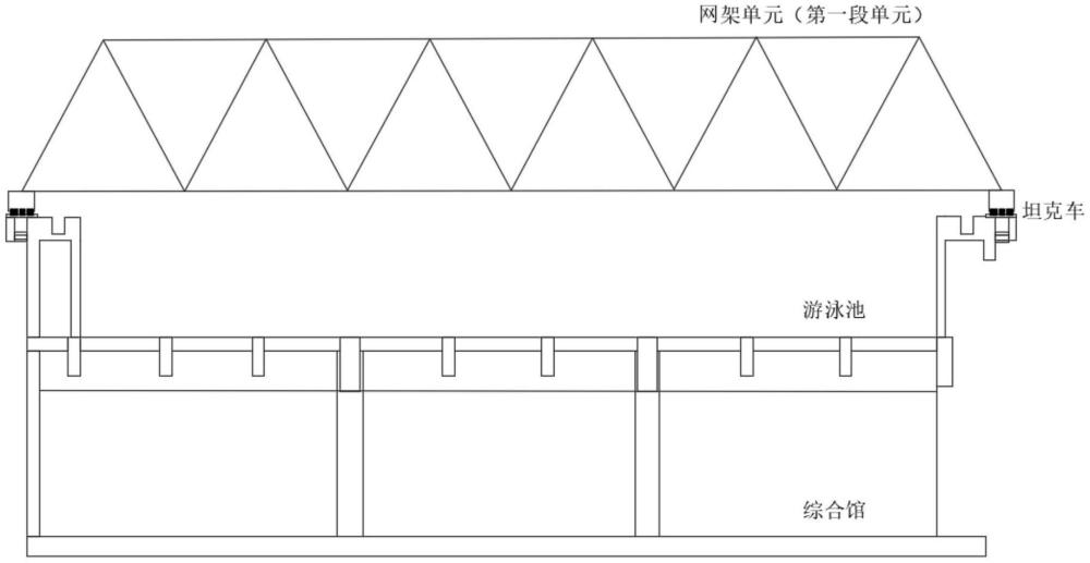 应用在大跨度钢网架施工中的滑移分步外扩顶升方法与流程