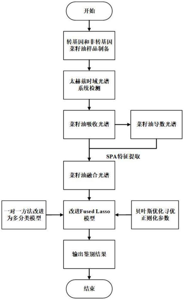 一种基于太赫兹融合光谱和改进FusedLasso模型的转基因菜籽油鉴别方法