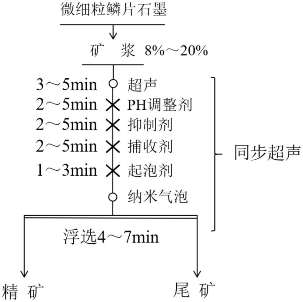 一种纳米气泡联合同步超声浮选提纯微细粒鳞片石墨矿的方法