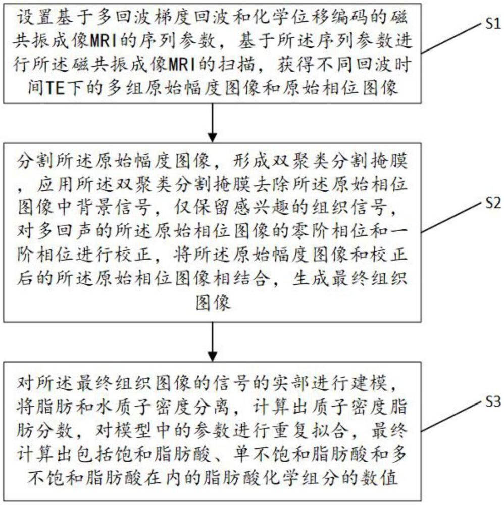 一种核磁共振成像检测脂肪酸化学组分的方法及系统