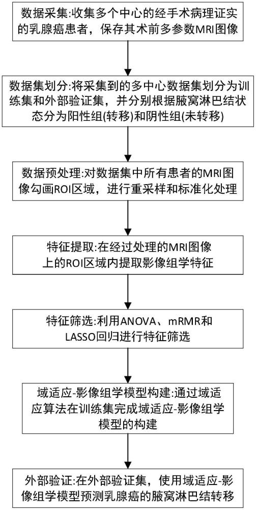 基于影像组学和域适应的乳腺癌腋窝淋巴结转移预测方法