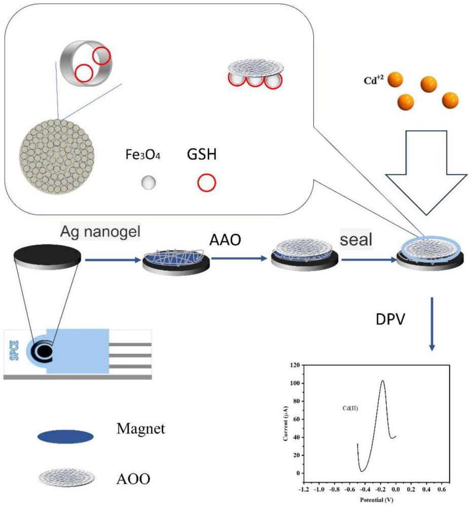 一种GSH@Fe3O4/GSH@AAO膜修饰的微纳通道电极及在镉离子检测中的应用